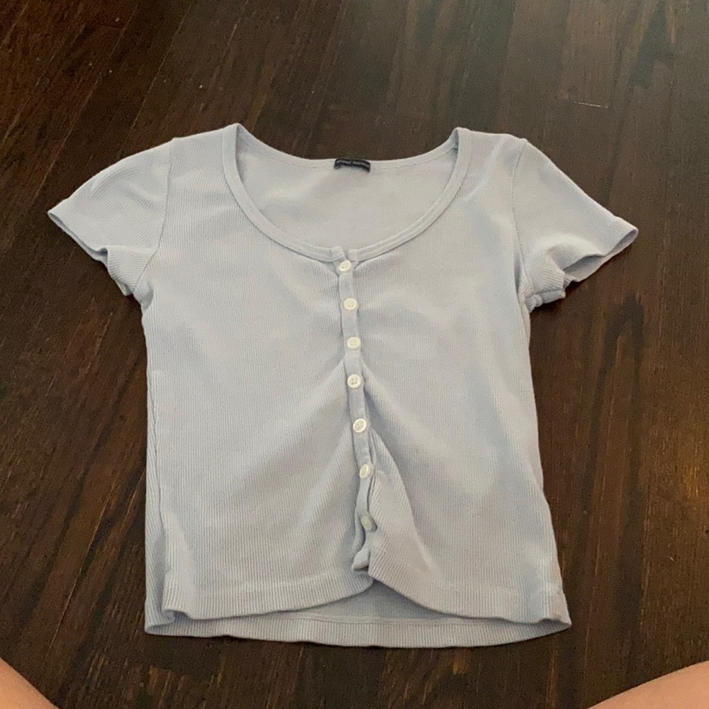 blue button up short sleeve